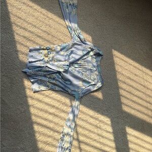Free People Floral Blue Blouse